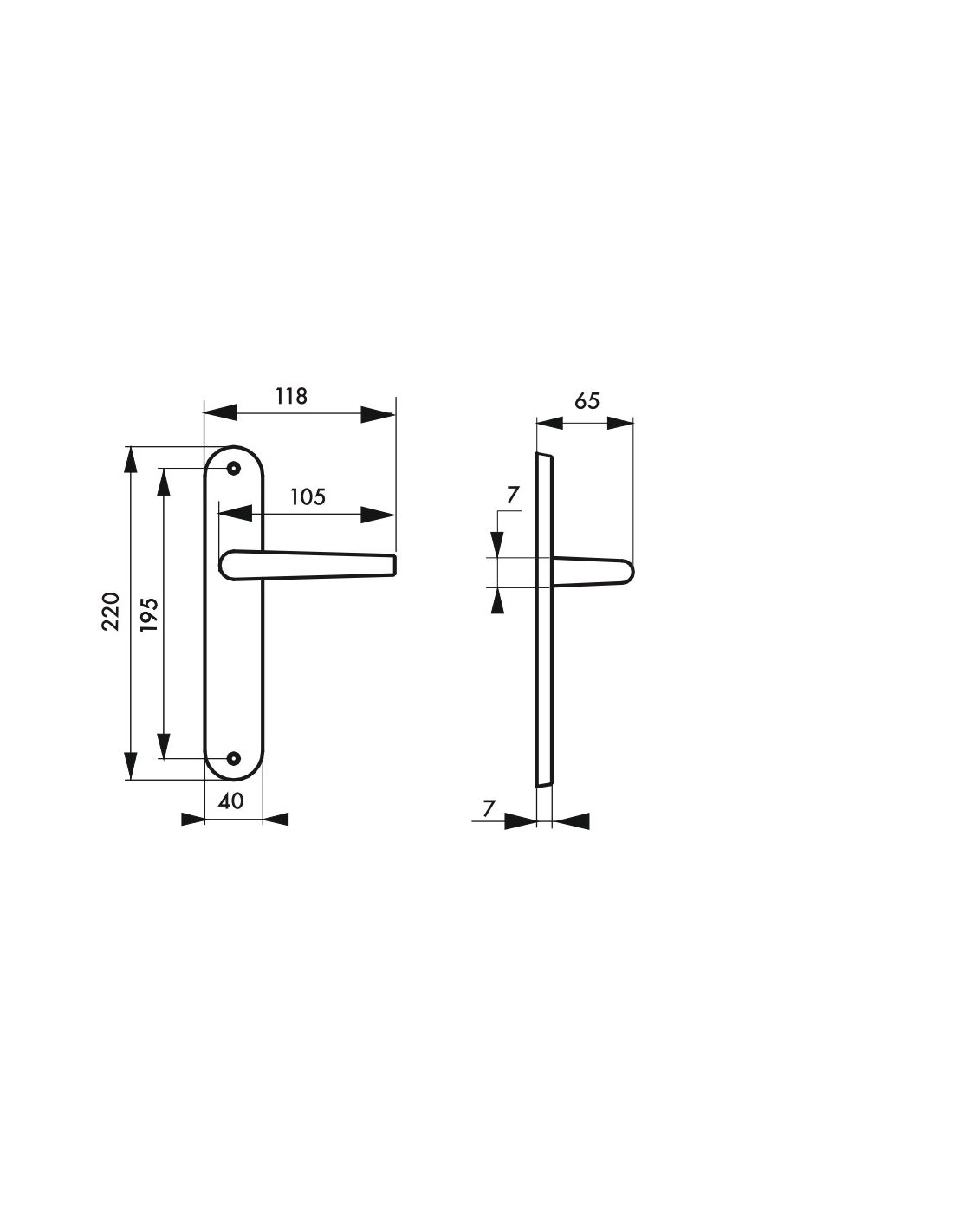 THIRARD - Ensemble de poignées pour porte intérieure Maia sans trou, carré 7mm, entr'axes 195mm, couleur F2 - THIRARD - 2