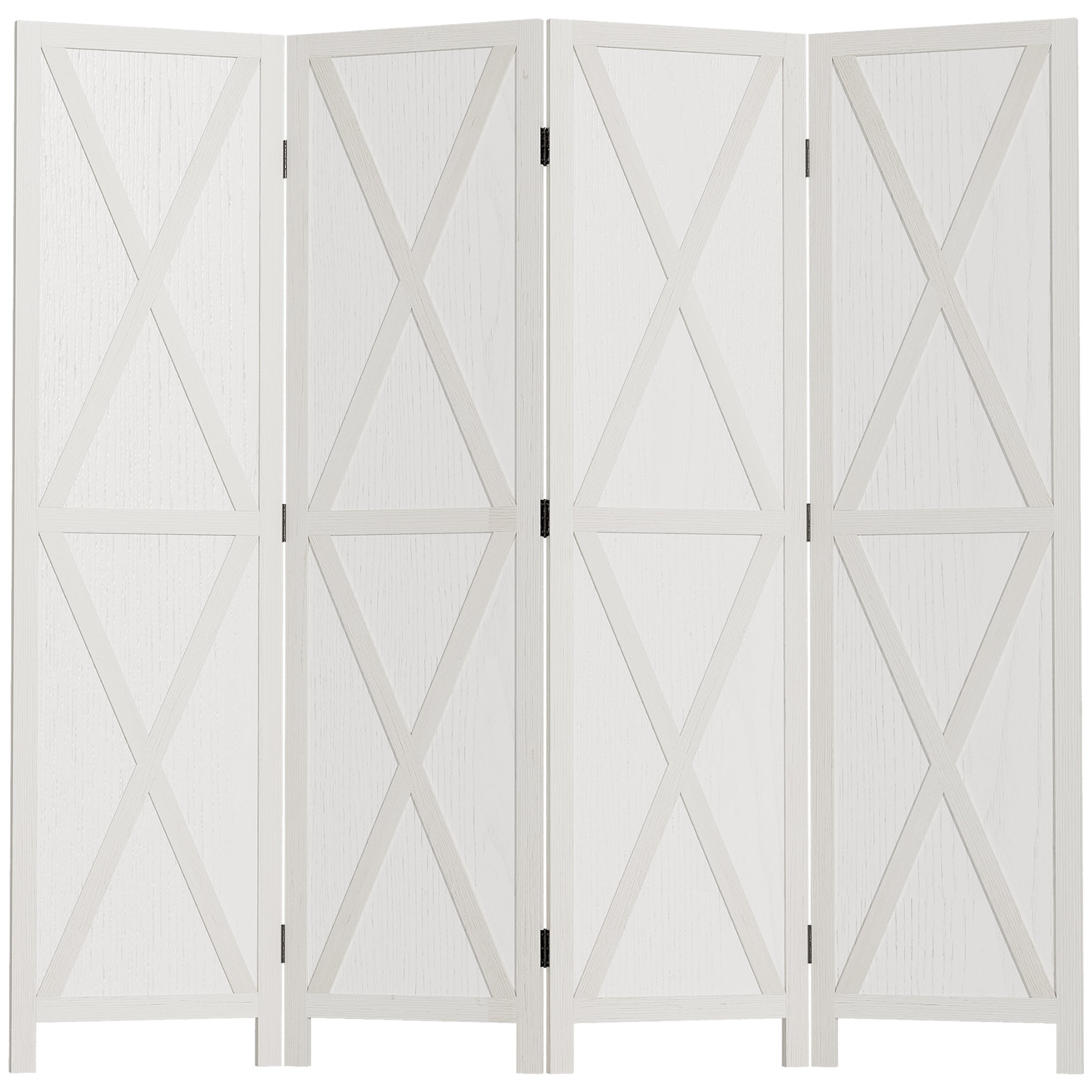 Mampara divisoria de habitaciones，separador de ambientes plegable de 4 paneles, 182 x 170 cm, elegante, color blanco.