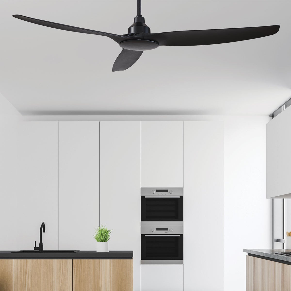 Fanelite - Ventilateur de plafond 132 cm noir FANDC52N-BK - Moteur DC 18W - 3 pales - SANS LUMIÈRE - Silencieux - 2