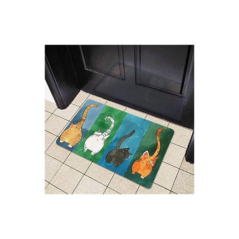 Wycieraczka z motywem kota, antypoślizgowa, do stosowania wewnątrz i na zewnątrz, w sypialni i łazience (40 x 60 cm)