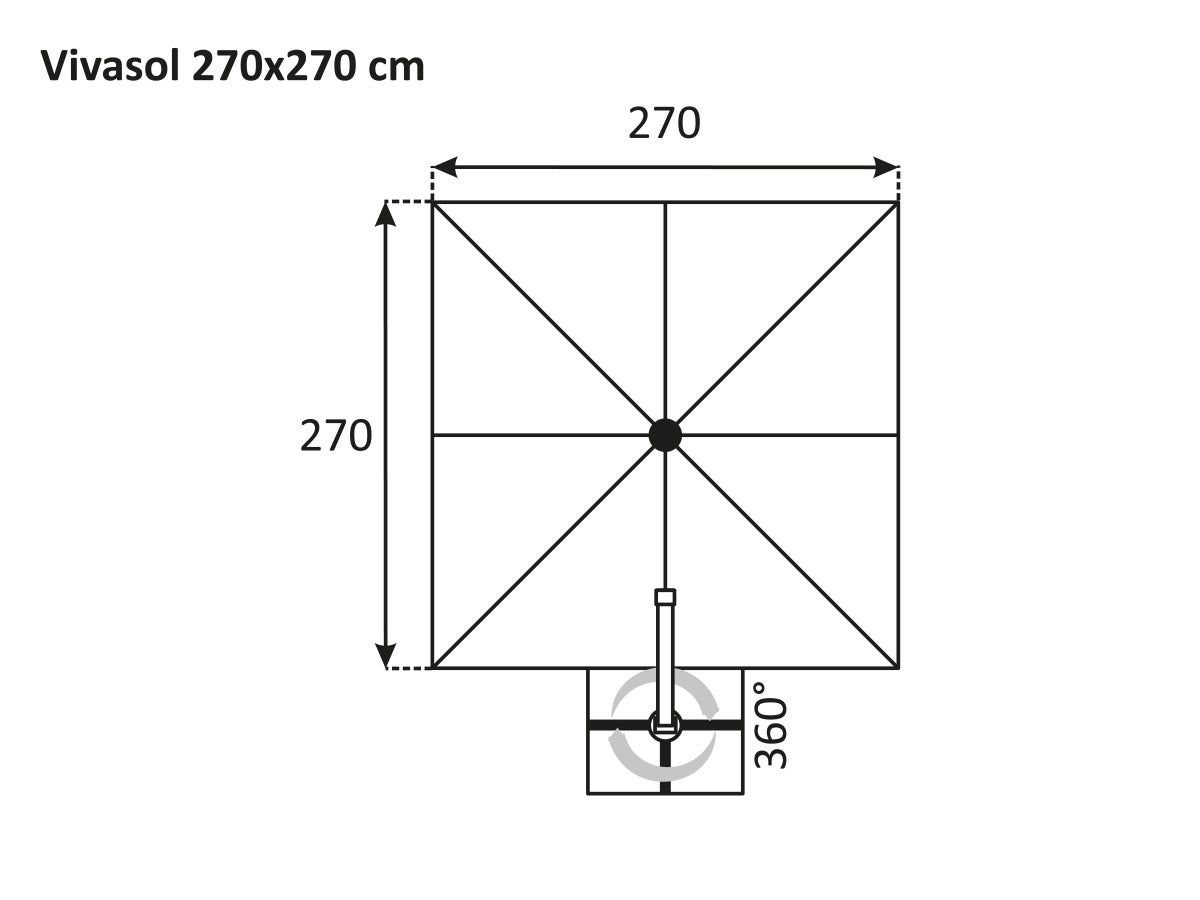 Parasol déporté Schneider Vivasol naturel, 270 x 270 cm – rotatif 360°, inclinable, avec housse et support pour dalles - 8