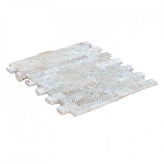 Parement en travertin Scabas Multicolore - 2,3 x 4,8 x 2,2 cm - Vendu par filet de 30,5 x 30,5 cm - C-NEGOCE - 2