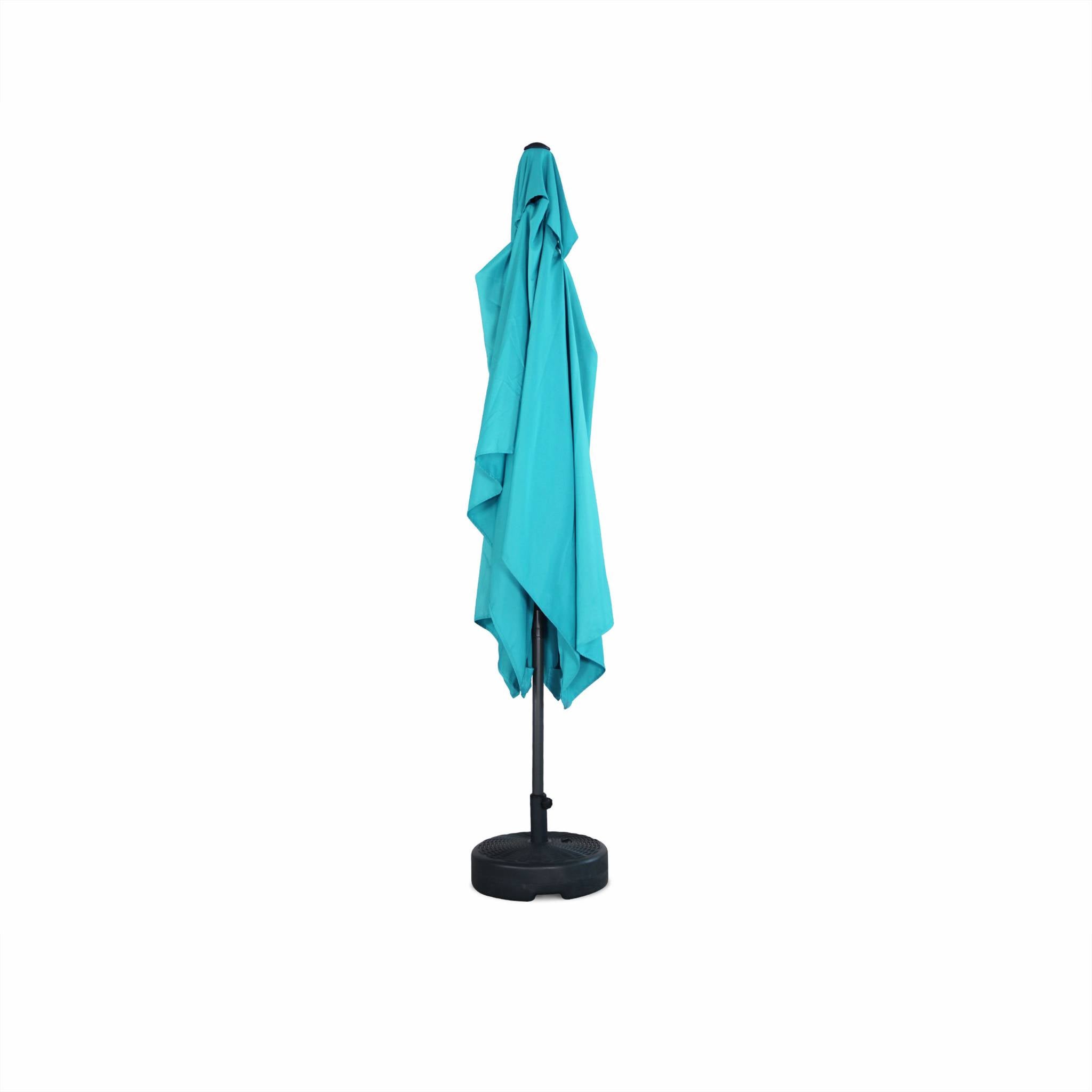Parasol droit rectangulaire 2x3m - Touquet Turquoise - mât central en aluminium orientable et manivelle d'ouverture - 4