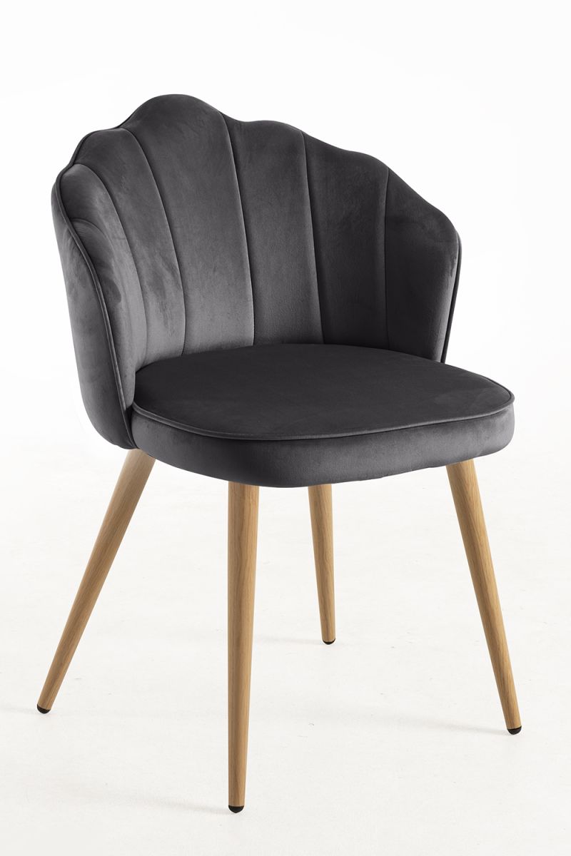 Cadeira Blume Veludo - Cinza escuro - 3