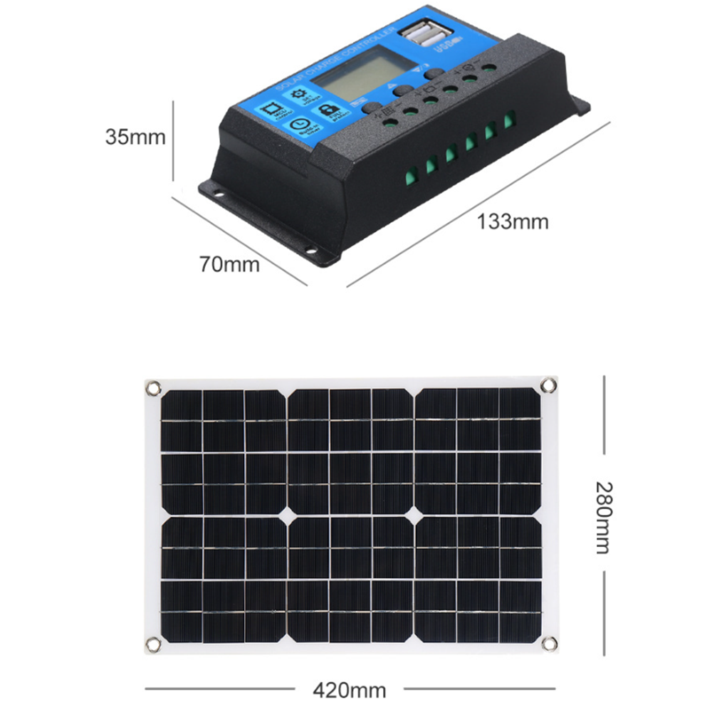 Kit painel solar flexível portátil 20Wp 50A Regulador de carga de bateria Acessórios de conexão completos - 2