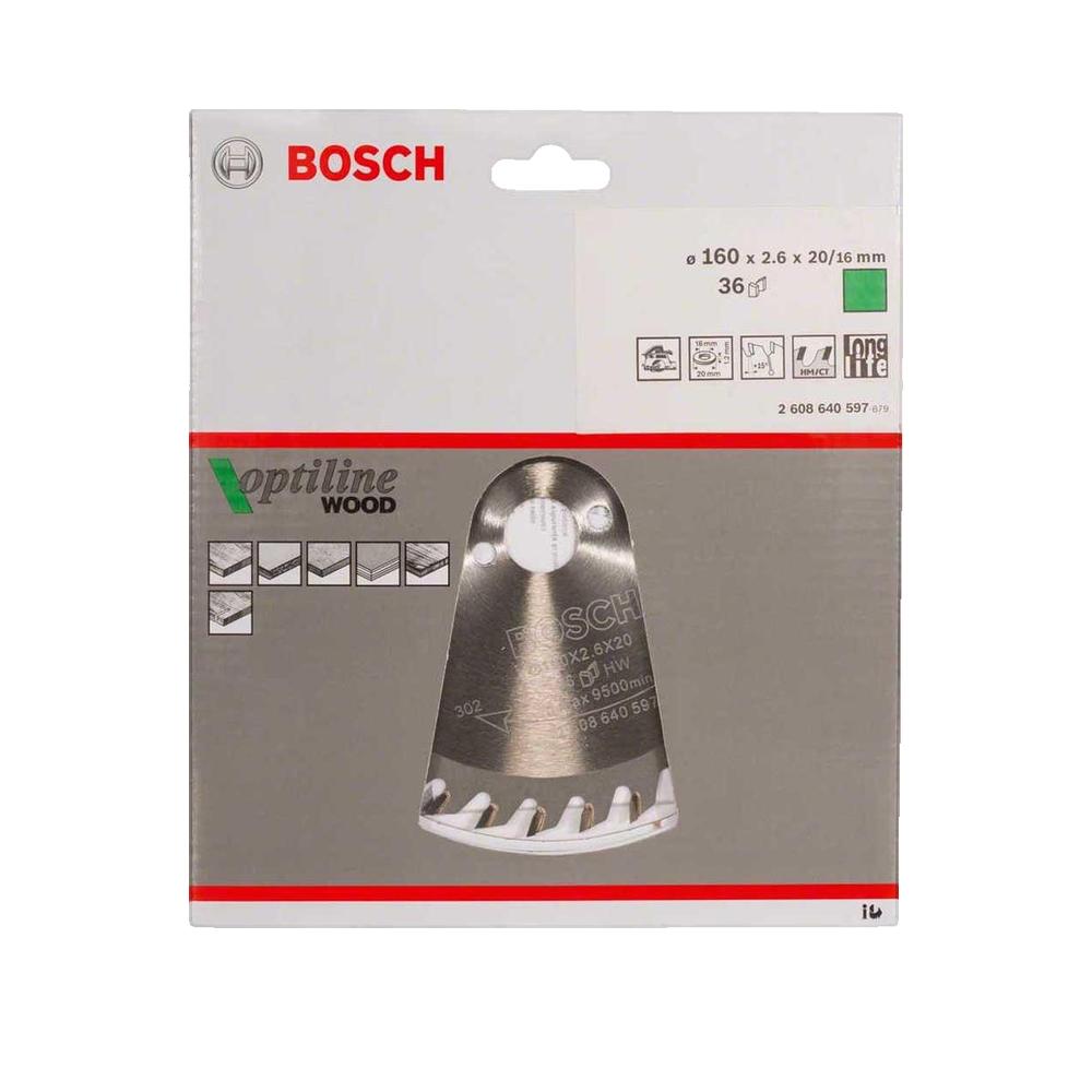Bosch Professional - Lame Scie Circulaire Optiline Bois 160X20/16X2,6mm, 36D - 2608640597 - 2