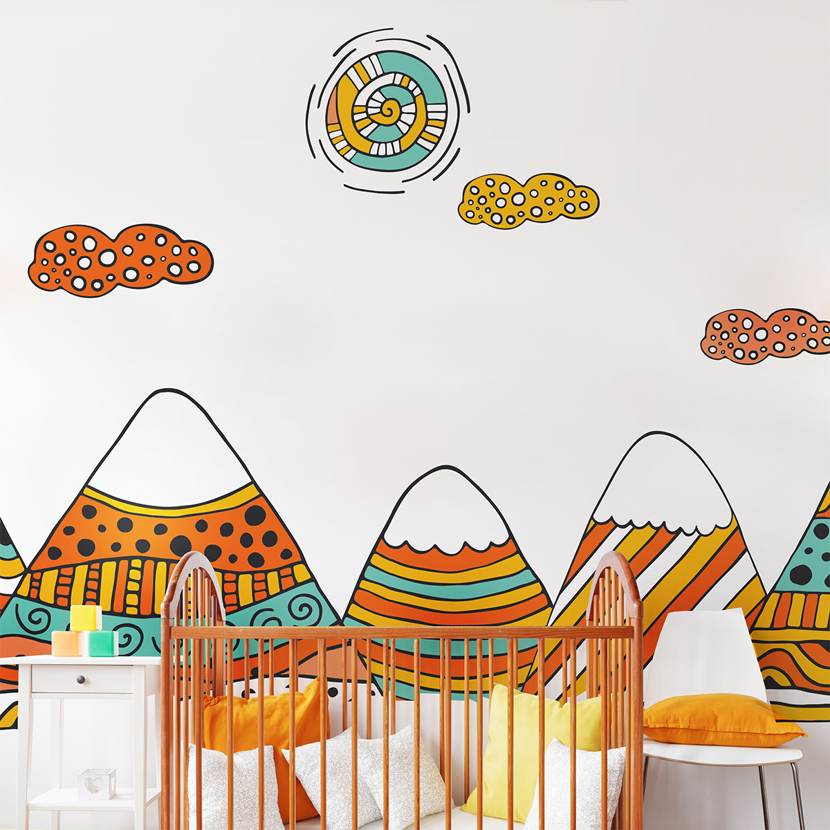 Vinilo niño escandinavo de montaña ashoka - adhesivo de pared - revestimiento sticker mural decorativo - 90x135cm