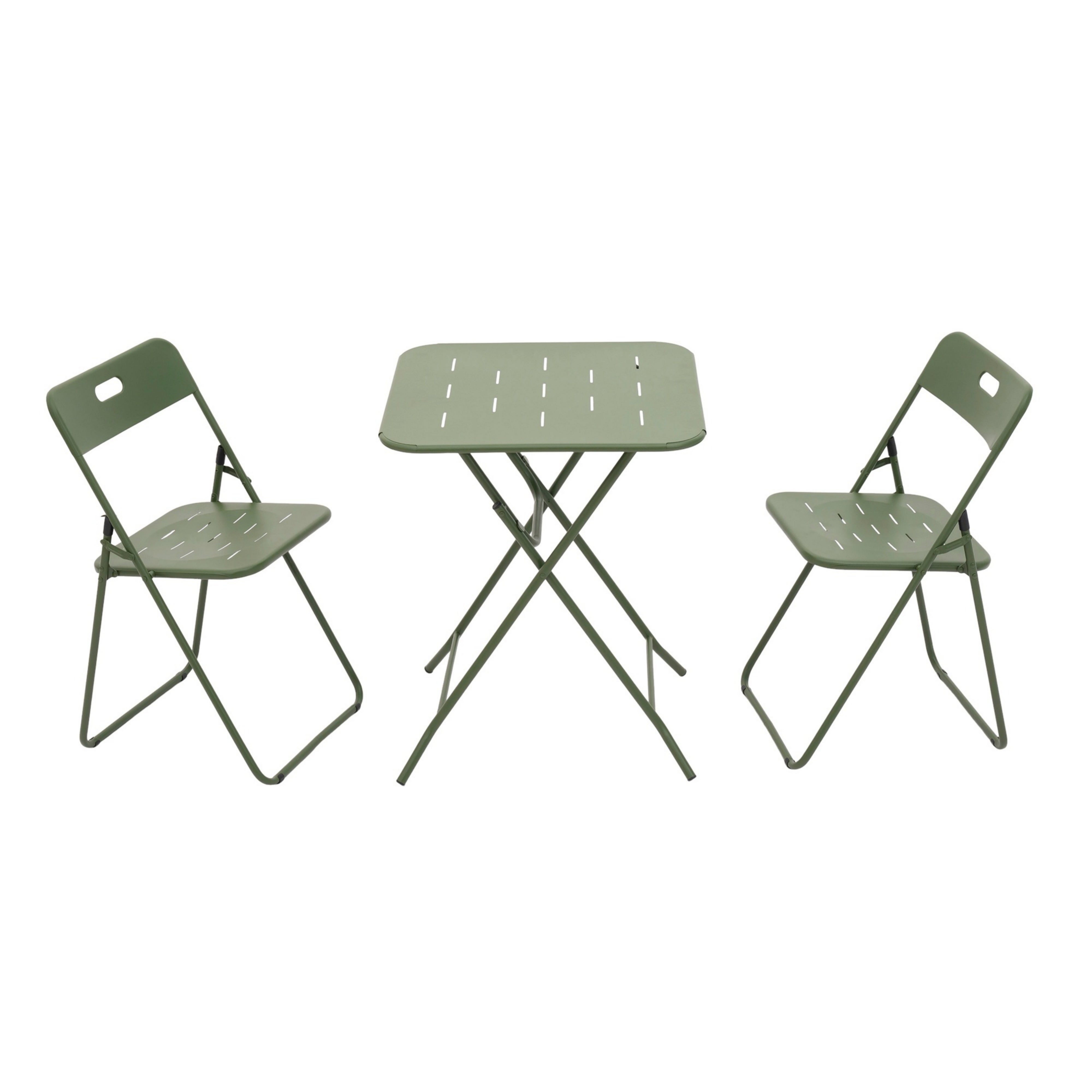 Salon de jardin pliable，Set bistro d'extérieur pliant，2 fauteuils et 1 table，60 x 60 x 73 cm，Vert - 4