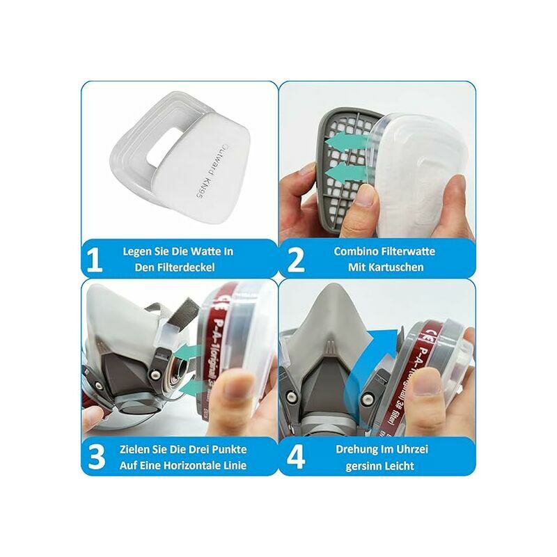 Masque de protection 18 en 1, masque de peinture, réutilisable, masque respiratoire à gaz avec filtre pour pulvérisation, peinture, travaux - 3