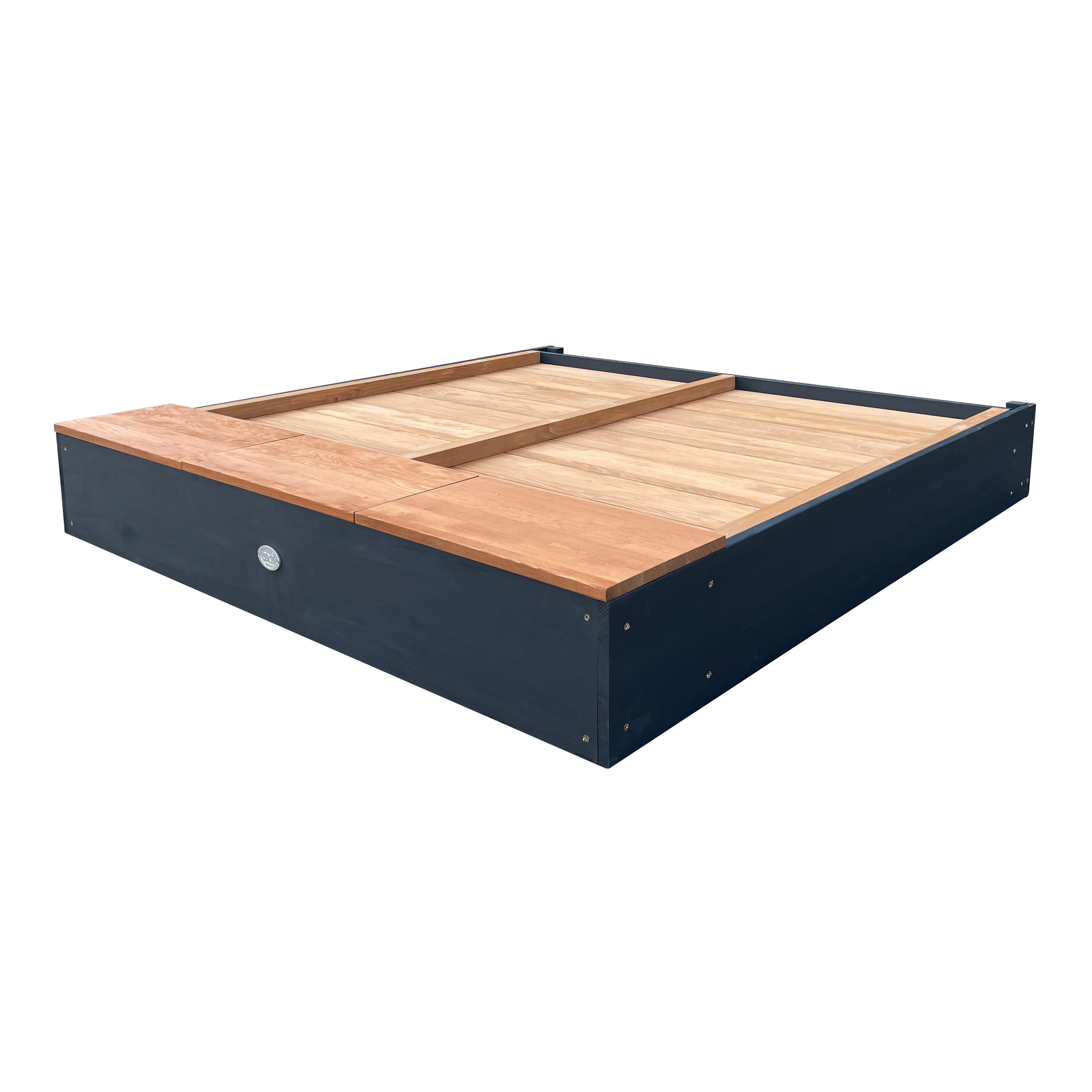 Axi Mandy Xxl Bac À Sable En Bois Avec Banc, Espace De Rangement, Couvercle Et Tableau Noir - 160 X 151 X 122,5 Cm | Bac À Sable En Anthracite Et - 6