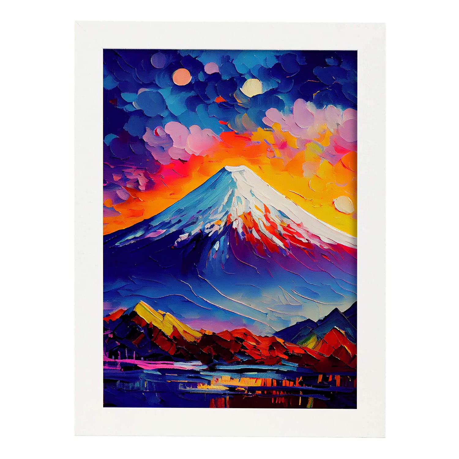 Nacnic poster de monte fuji en estilo pintura al óleo ilustraciones de monumentos en estilo fotográfico a todo color diseño y a3 marcos blanco