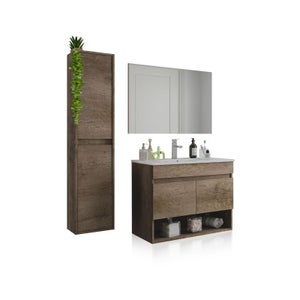 Mueble De Baño Suspendido Kiamami Valentina | Con 2 Cajones Y Doble Lavabo De 120 Cm En Color Gris