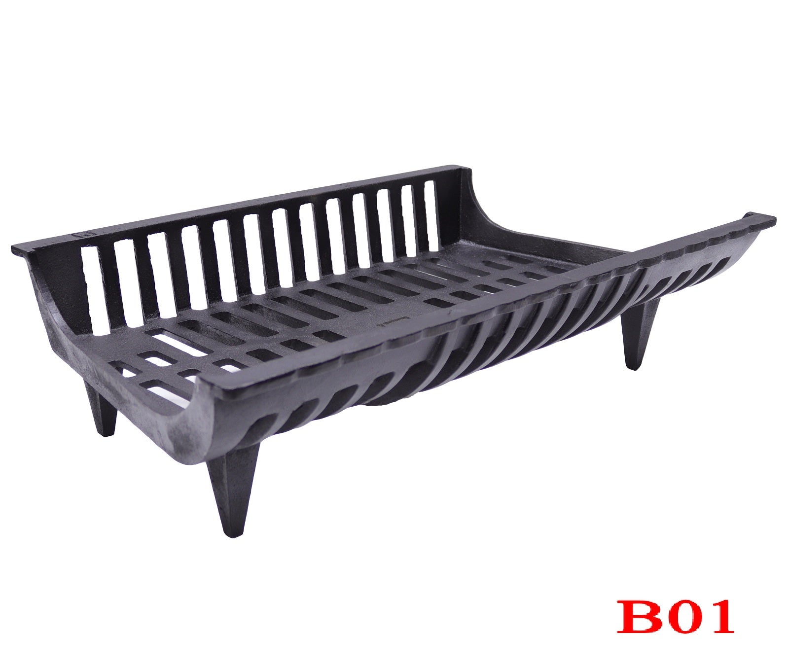 Griglia Brucialegna Per Camino In Ferro - 40x31x20 Cm, Pomelli In Ottone, Per Caminetto A Legna