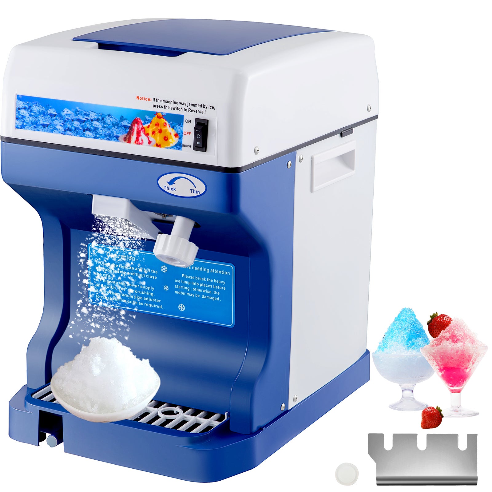 Snow Cone Machine 265lbs Handlowa Golarka Do Lodu Kruszarka 220v 50hz Kruszarka Do Lodu Maszyna Do Golenia Płatek śniegu Ze Stali Nierdzewnej Fo VEVOR