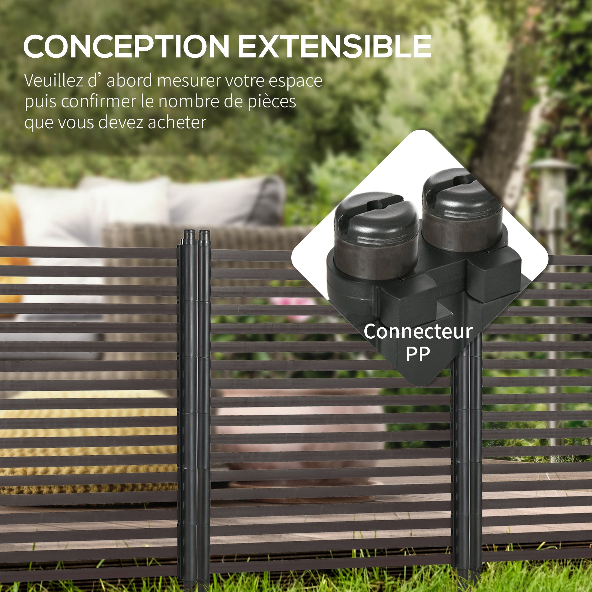 Clotûre de jardin acier avec revêtement PE Outsunny - 4