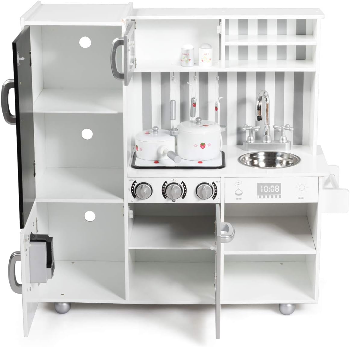 TIDEVAN Accessoires De Cuisine, Jouet, Nourriture à Couper, Ustensiles Et Couverts, Jeu De Rôle Pour Enfants Avec Panier