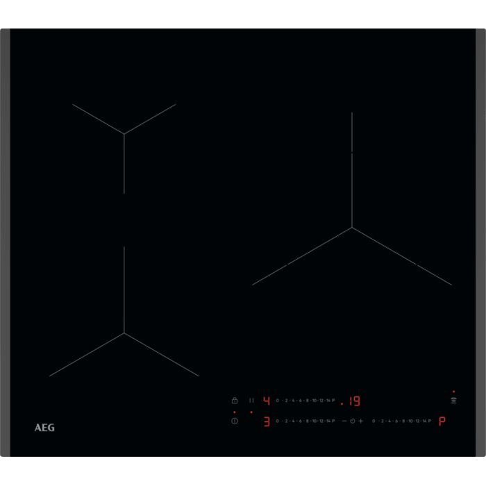 Placa de Inducción Flex 60cm 3 Zonas Fuego 28cm Aeg TO63IV0FFB | Negro, 7350W