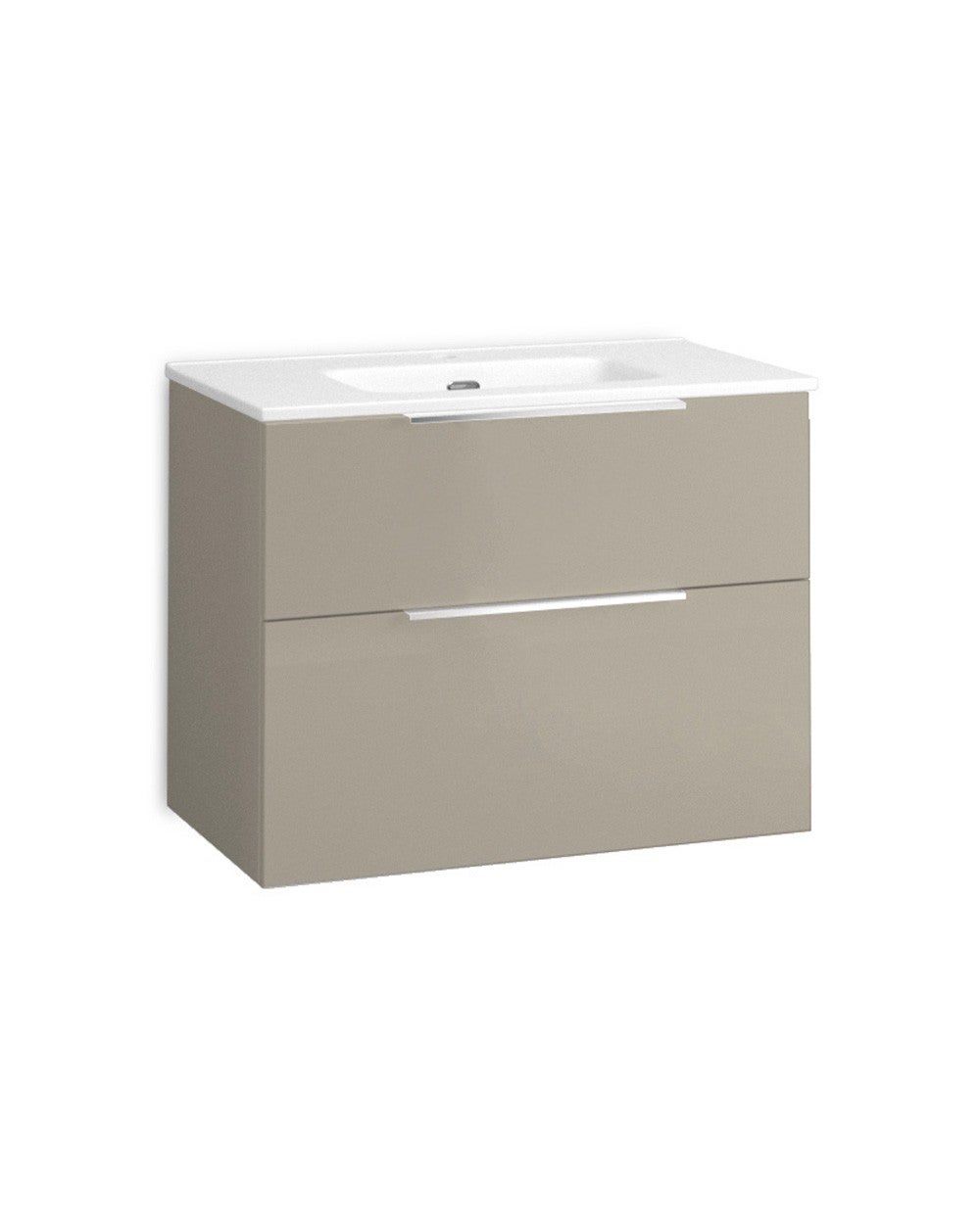 Mobili da bagno a muro con lavandino in ceramica | 80 cm | 2 cassetti con chiusura imbottita e organizzatore | Mocha Matte - Lucido al cromo - 2