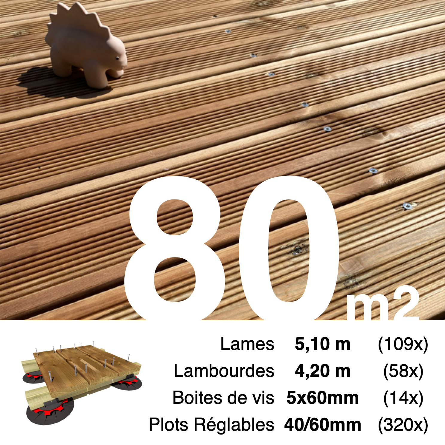 Clôture Jardin 180x180cm - Lames Pleines WPC - Brise-vue Terrasse - Kit Aluminium