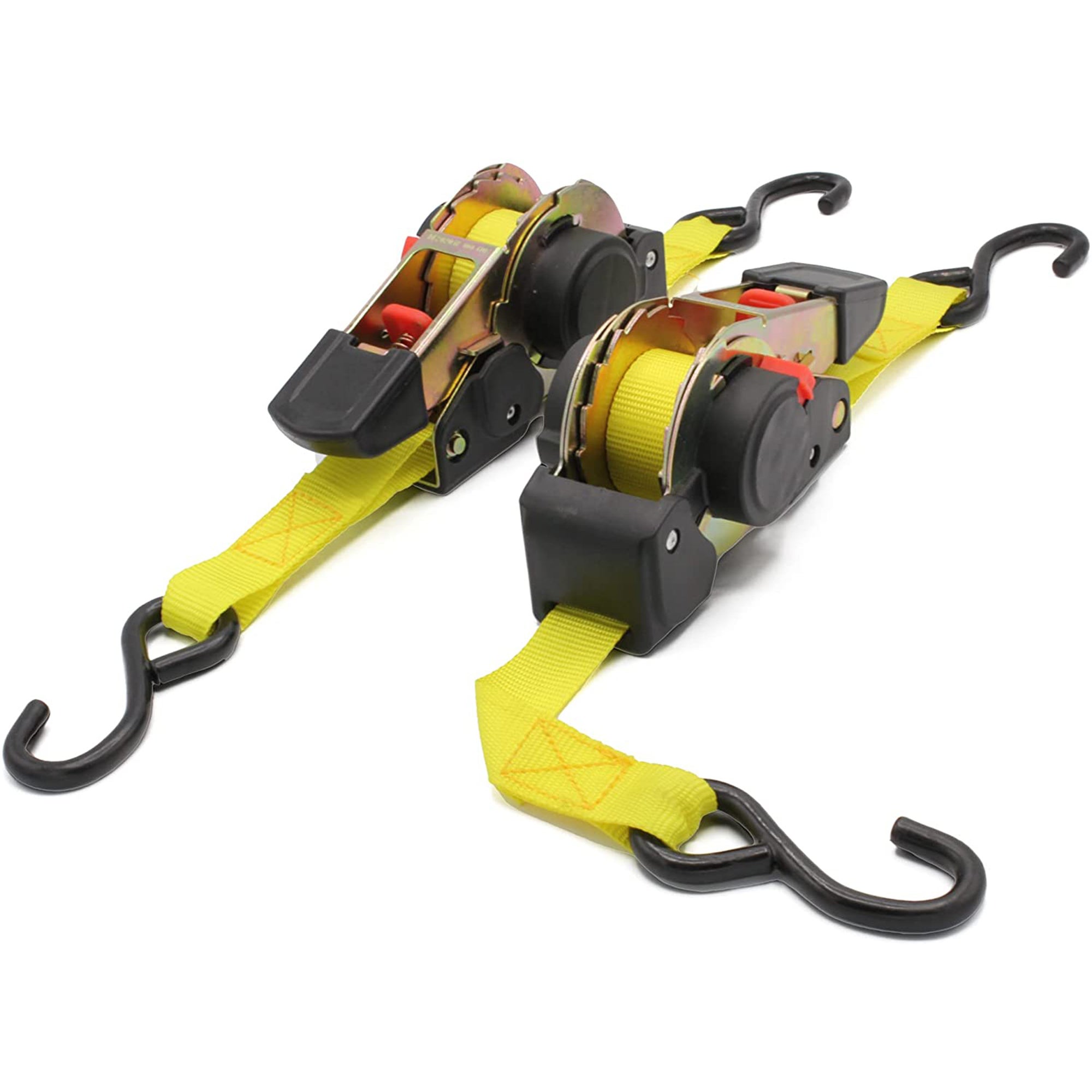 Lot De 4 Sangles D'arrimage Automatiques Rétractables - 5 M X 25 Mm, 340/680 Kg, Crochets En S, Pour Moto, Kayak, Transport