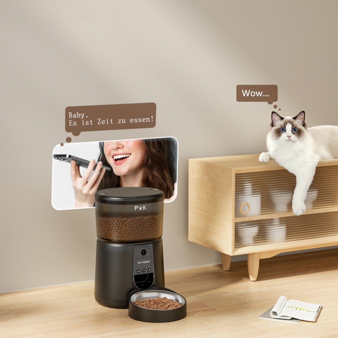 1080P WIFI 2,4 GHz Connexion,Distributeur de Croquettes 4L pour Chats/Chiens ,vision nocturne Adaptateur Secteur/Batterie,APP-contrôle - 4