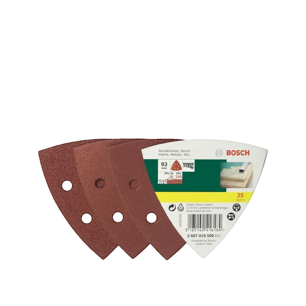 Zestaw Papierów Ściernych Bosch Delta 25 szt. 60 120 240 Ziarnistość