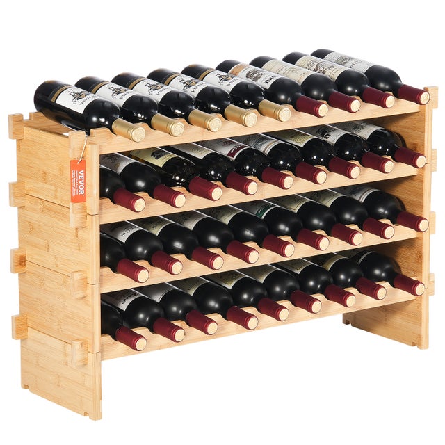 Casier à vin modulaire pouvant contenir VEVOR 36 bouteilles,4 niveaux,bambou,autoportant,adapté à la cuisine,au bar,finition naturelle
