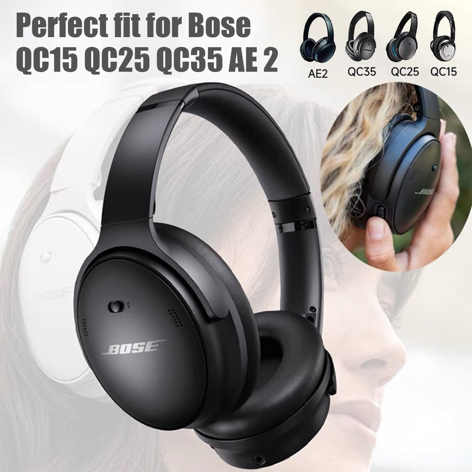 Coussinet de remplacement pour casque Bose QC15 QC25 QC35 AE 2 Beige - 4