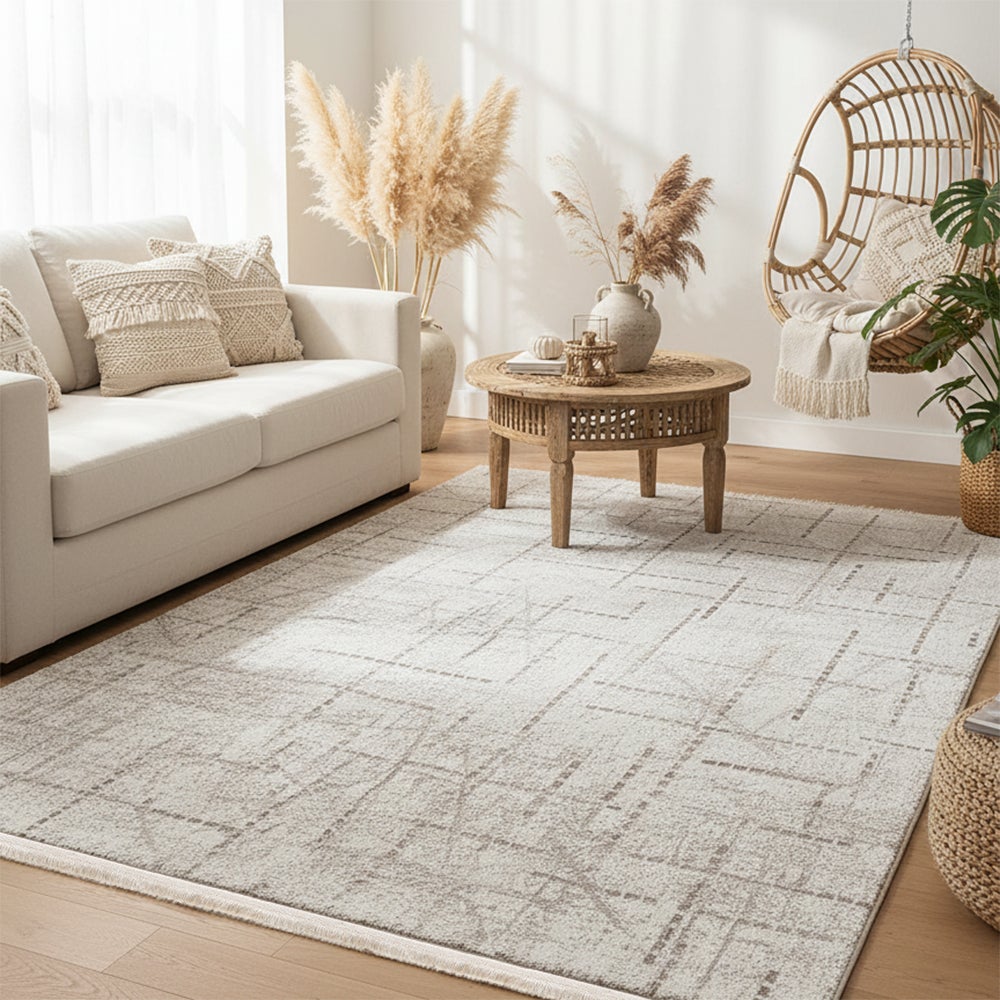 Alfombra moderna, geométrica Bari Nodo Beige Mazovia 200x290cm - beige ...