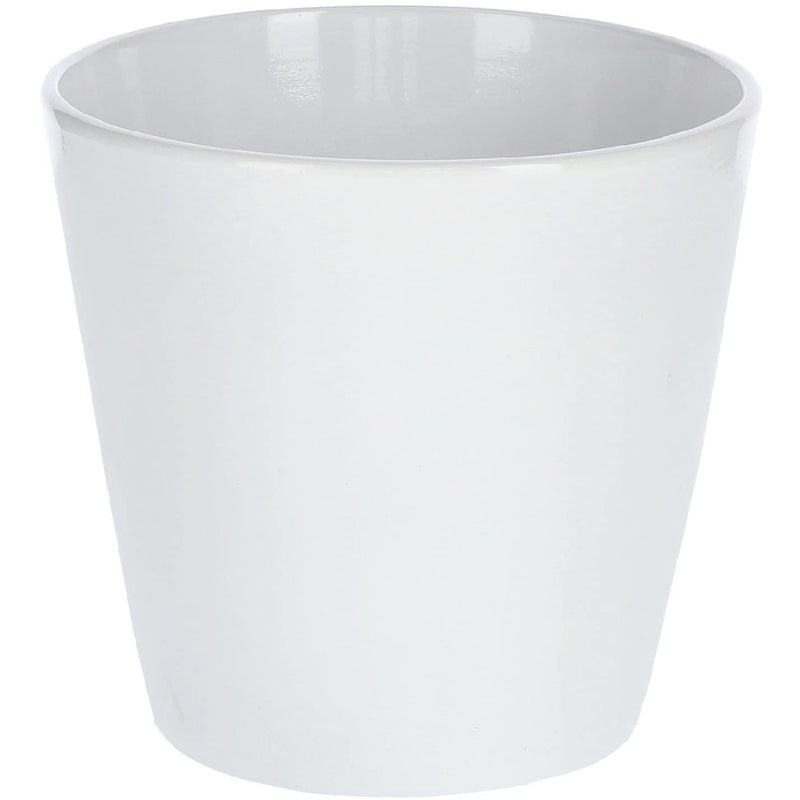 Doniczka donica osłona osłonka ceramiczna na kwiaty rośliny biała fi 13 cm - KOTARBAU