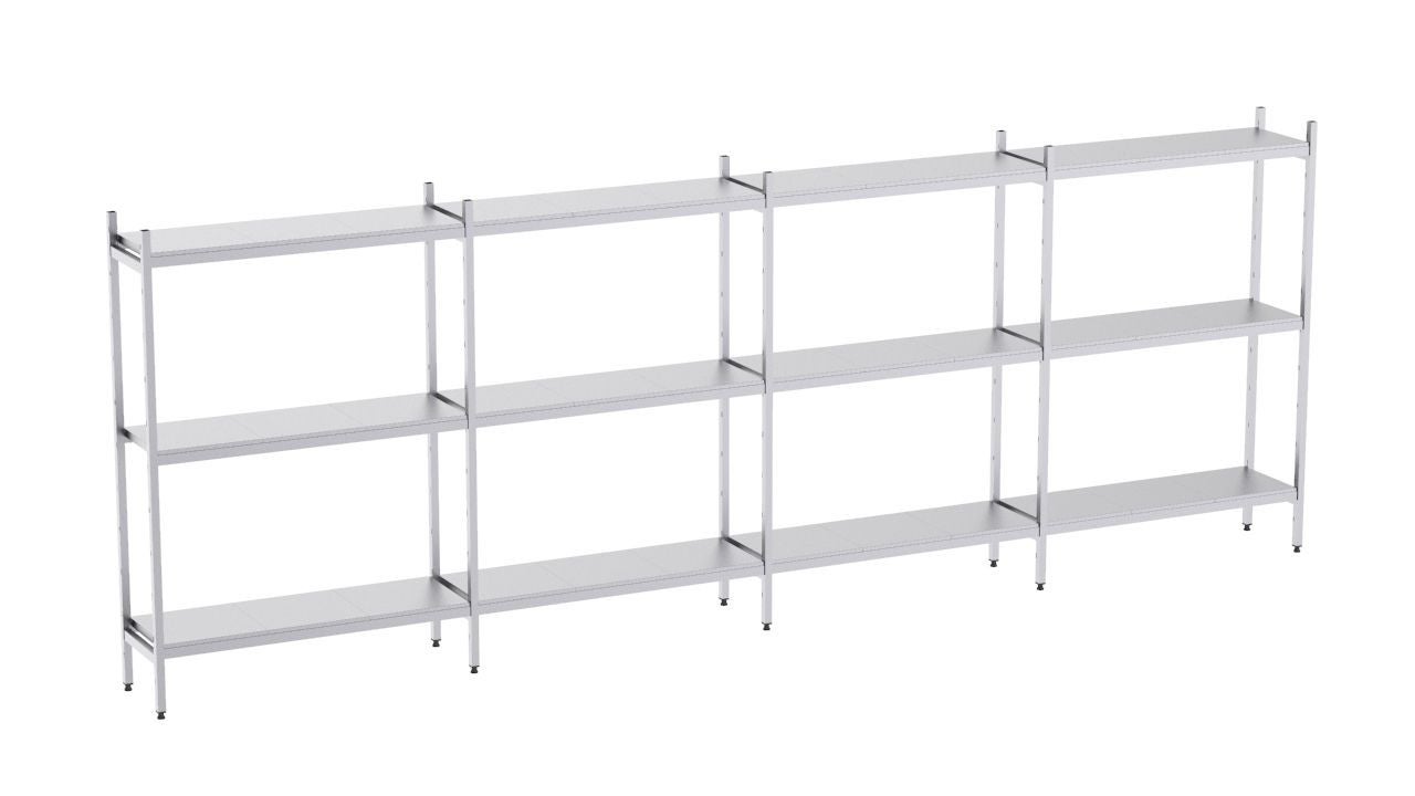 Rayonnage en acier inoxydable linéaires 960x400 lisse 3 niveaux- DISTFORM - KIT00376