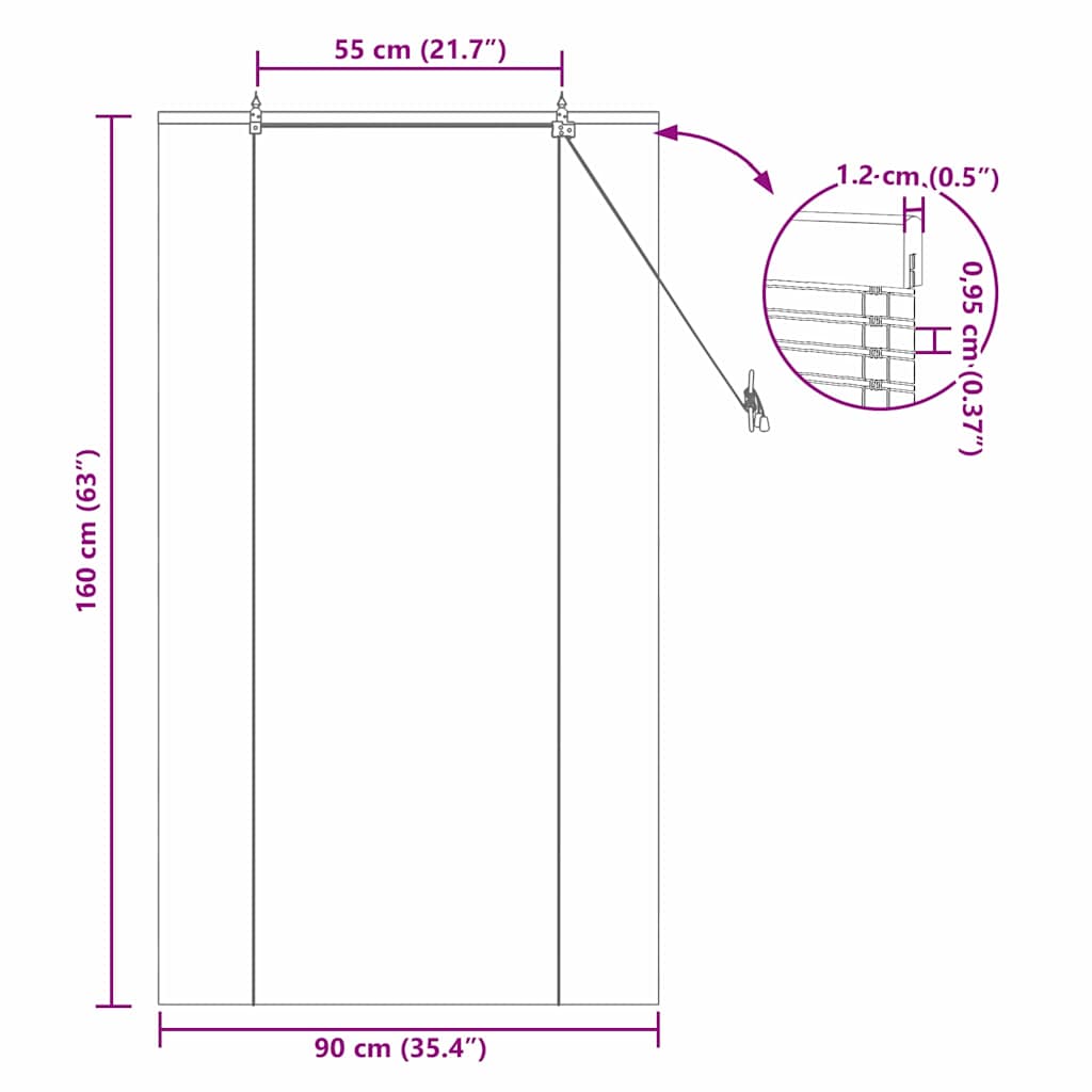 Roleta z zasłonami Brązowy 90 x 160 cm Bambus vidaXL - 3