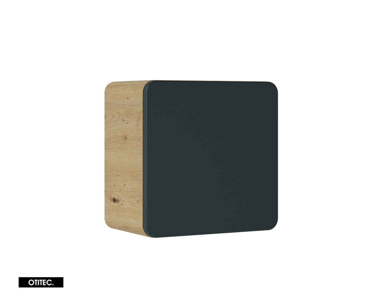 Armoire Murale Salle De Bain 35x35 Cm Anthracite - Meuble Suspendu 1 Porte Cube Rainuré