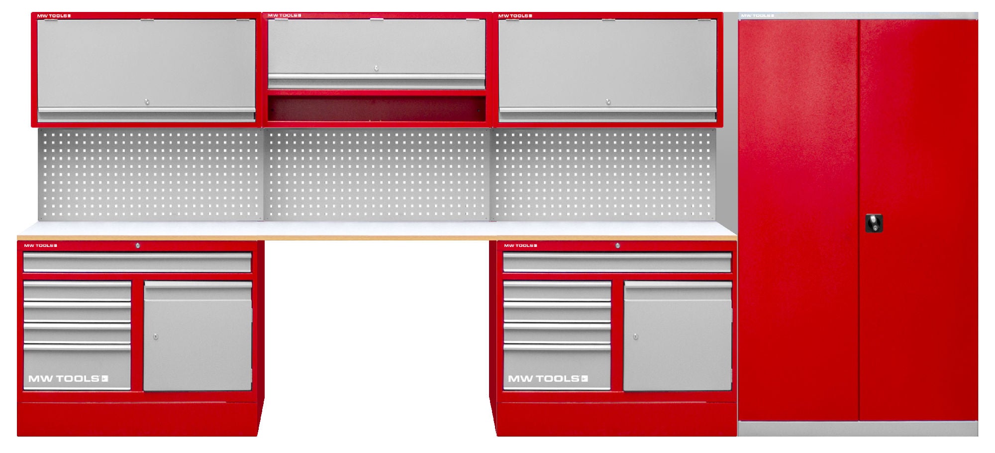 Mobilier d'atelier 4,4m et armoire de rangement MW Tools PRACO3550K ...