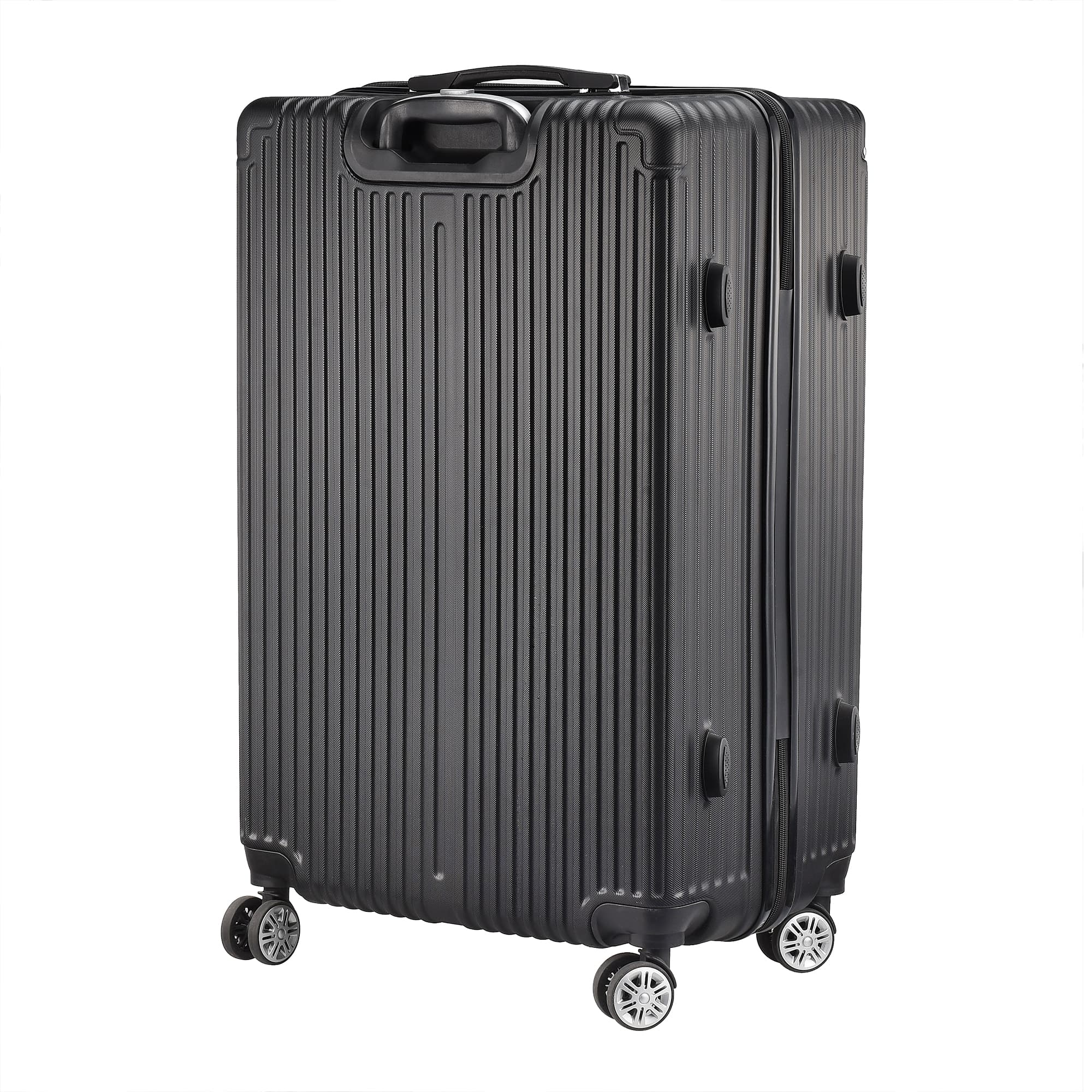 Ensemble de 3 valises extensibles classiques noires - Roues doubles pour plus de stabilité et de sécurité avec serrure TSA (20