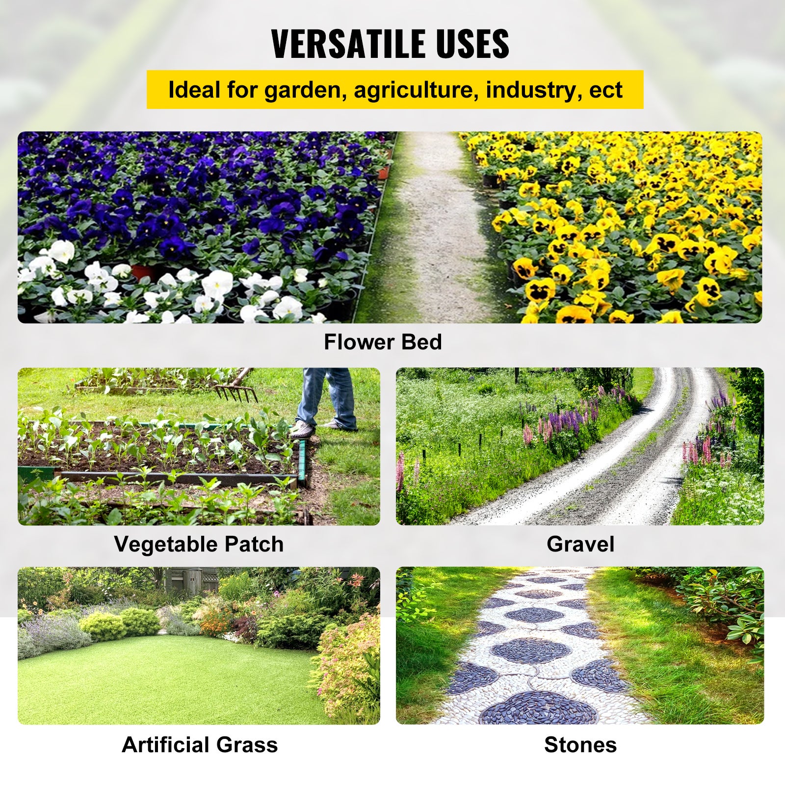 Toile de Paillage Anti-Mauvaises Herbes VEVOR 2 x 91,4 m, 183 m², 85 g/m², Géotextile PP Tissé Perméable pour Jardin Gravier Allée - 6