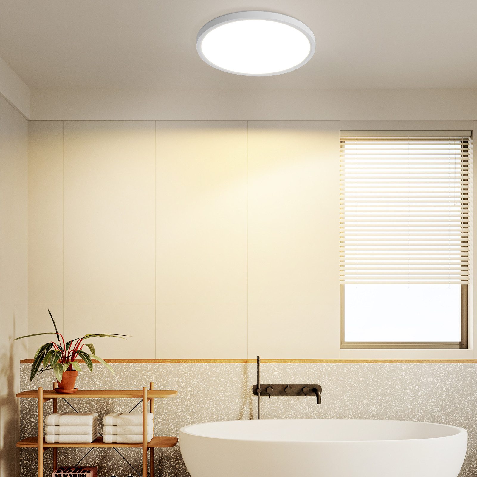 Nettlife Lampa sufitowa Plafon LED do łazienki, płaska, 30 cm, 24W, okrągła, biała, nieściemnialna - 5