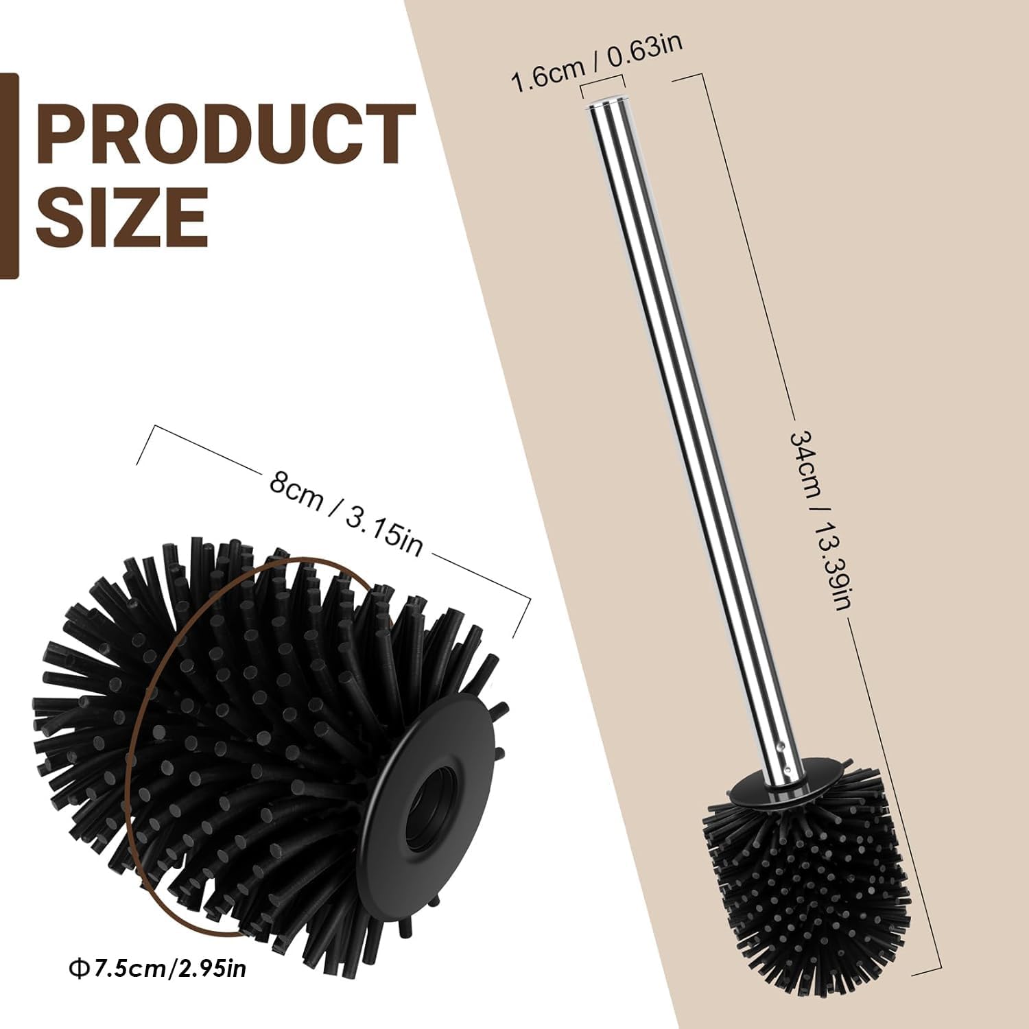 Wenko 22243100 - Testa di scopino per WC, in silicone, nero, 7,5 x 7