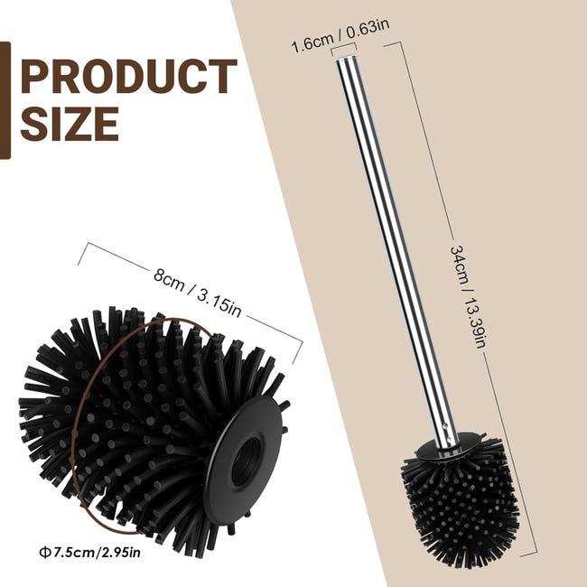 Wenko 22243100 - Testa di scopino per WC, in silicone, nero, 7,5 x 7 Wenko 22243100 - Testa di scopino per WC, in silicone, nero, 7,5 x 7