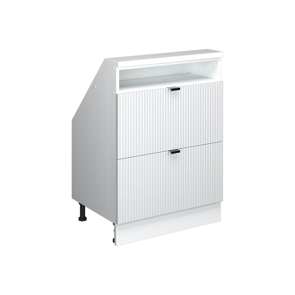 Vicco Szafka kuchenna na dach skośny R-Line, Białe pofałdowanie, 60 cm z 2 szufladami
