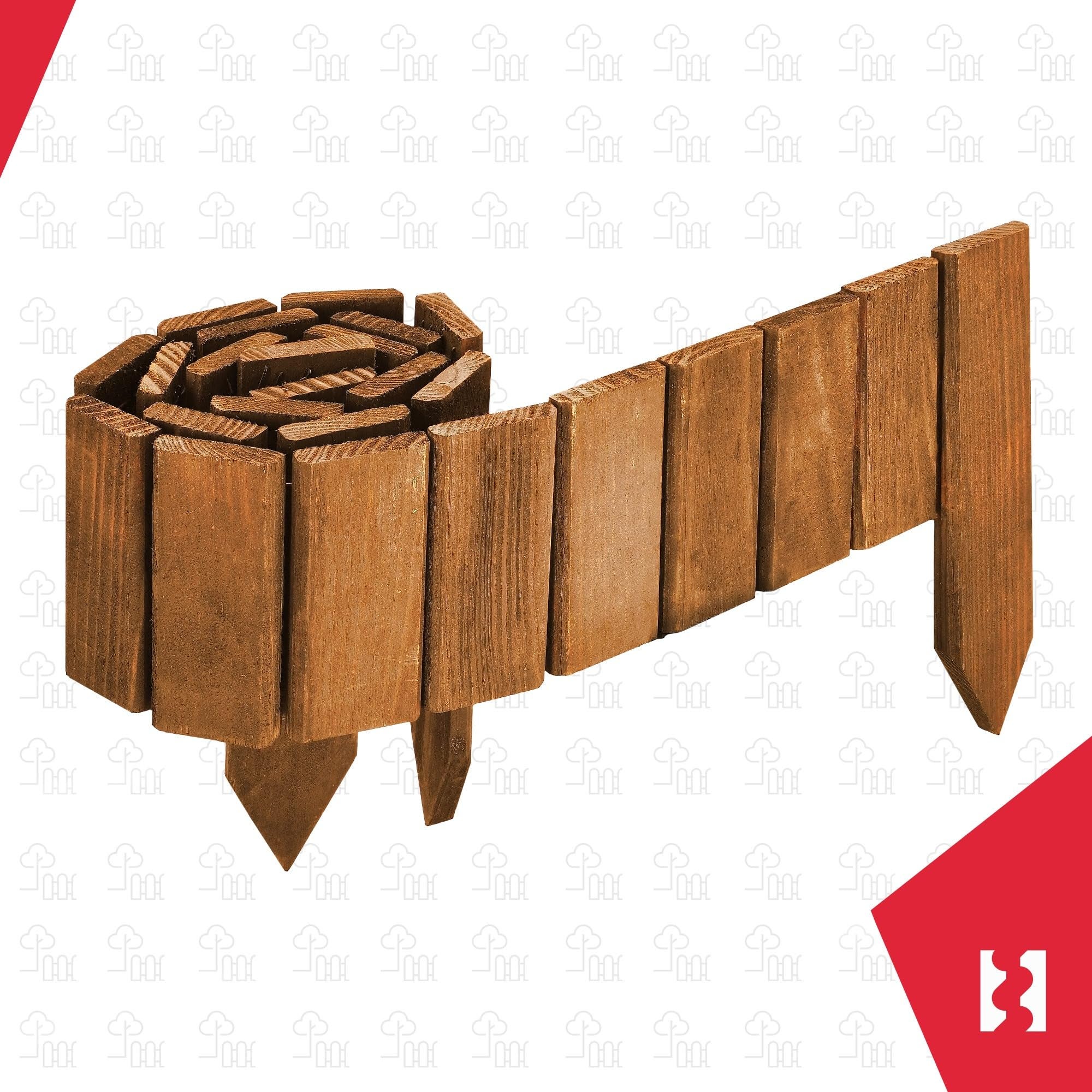Mini Clôture Bois de Jardin Couleur Chêne 10x110 cm - Bordure de Pelouse - Palissade en Bois anti-rongeurs - Barrière Bois Jardin - KOTARBAU - 8