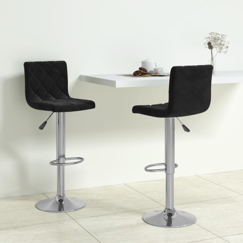 Lot De 2 Tabourets De Bar Chaise Haute Tabouret Haut Noir Velours CFW49981 Leroy Merlin