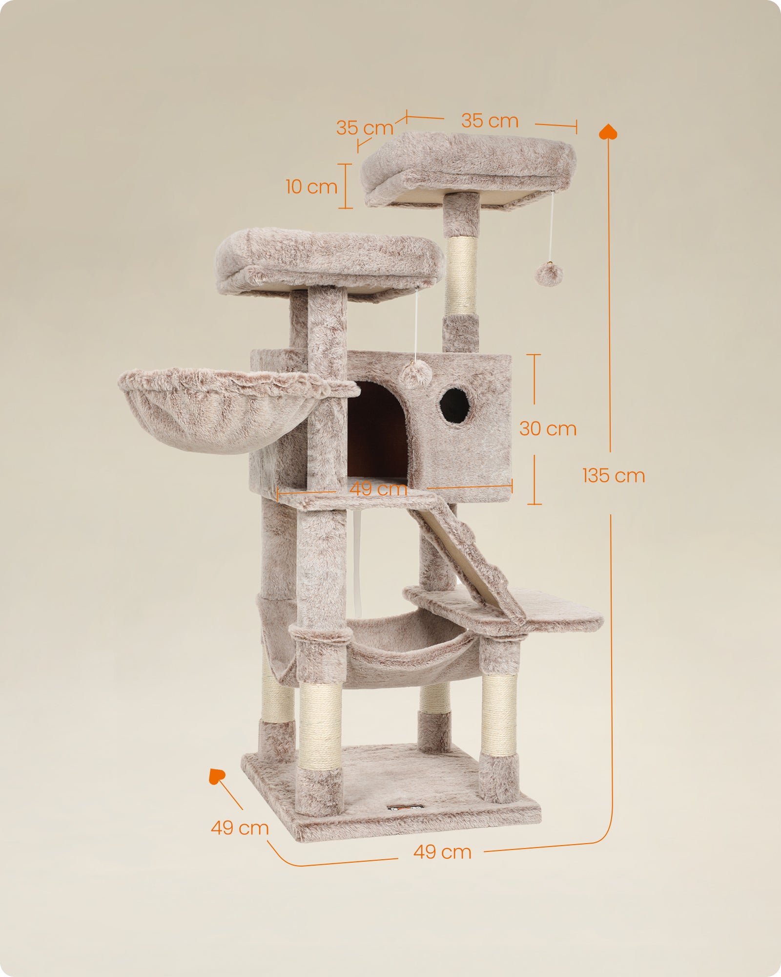 Arbre À Chat, Tour De Jeux, Grand, Doux, Marrón y Blanco Ombré - 5