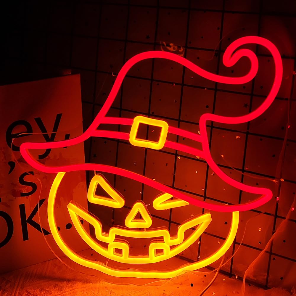 Neonowy znak w kształcie dyni lampka LED w kształcie ducha na imprezę dekoracja Wszystkich Świętych oświetlenie wewnętrzne domu dekoracja Halloween