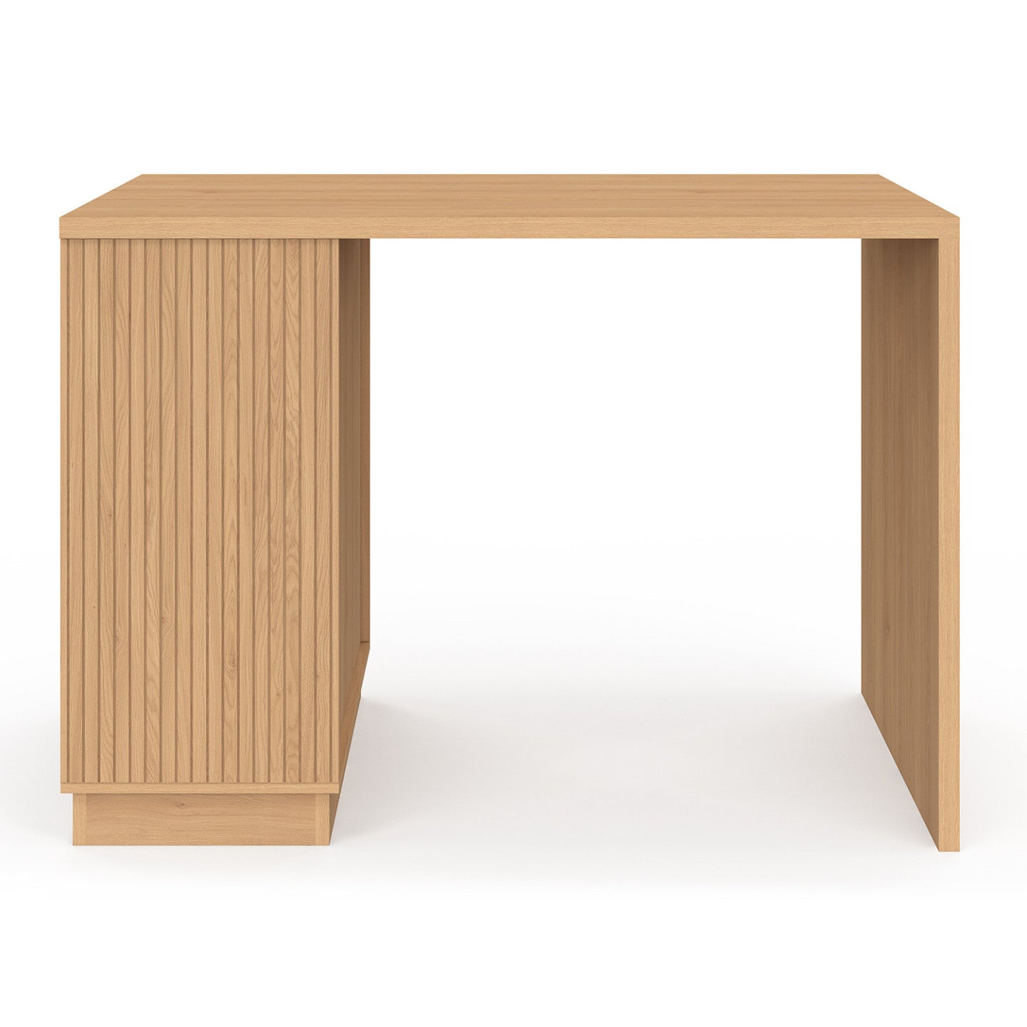 Ilot central mange-debout 4 personnes JULIETTE 130 cm lattes tasseau bois coloris chêne - 3