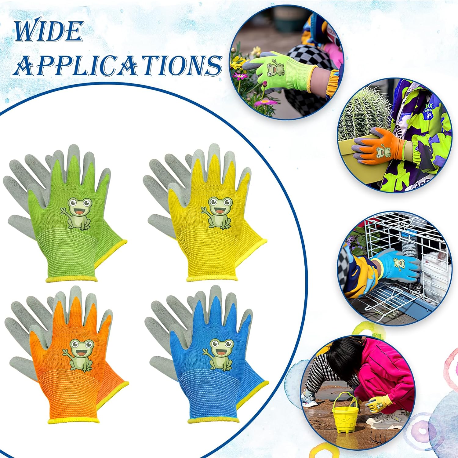 4 Paires Gant Jardinage Enfant, Gants Jardinage Enfant Épais Résistants à l'Usure Antidérapants, Camping, Jardinage(M, 5-7 ans) - 6