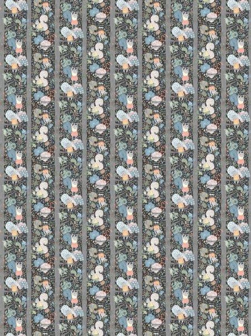 Papel pintado bosque con animales del bosque azul agrisado - 53 cm x 10.05 m - borastapeter