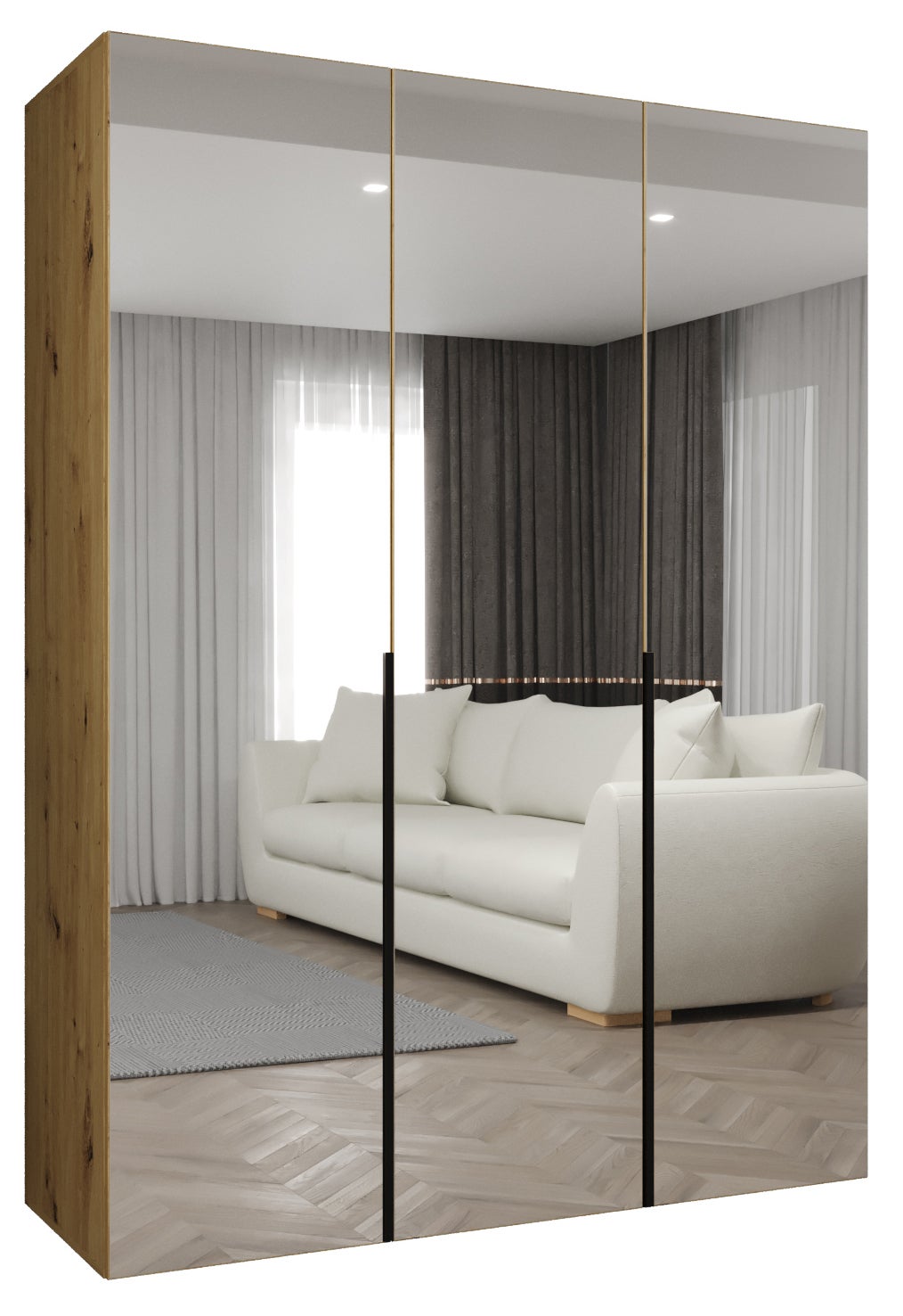 Szafa uchylna otwierana Alicante 3 150 x 52 x 202 cm artisan + u. czarny Abiks Meble