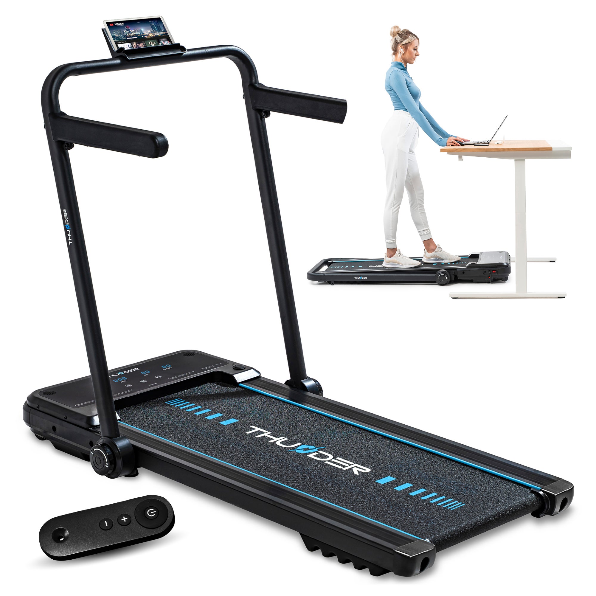 Bieżnia elektryczna THUNDER IMPACT-BLACK 12km/h składana domowa 2w1 130kg