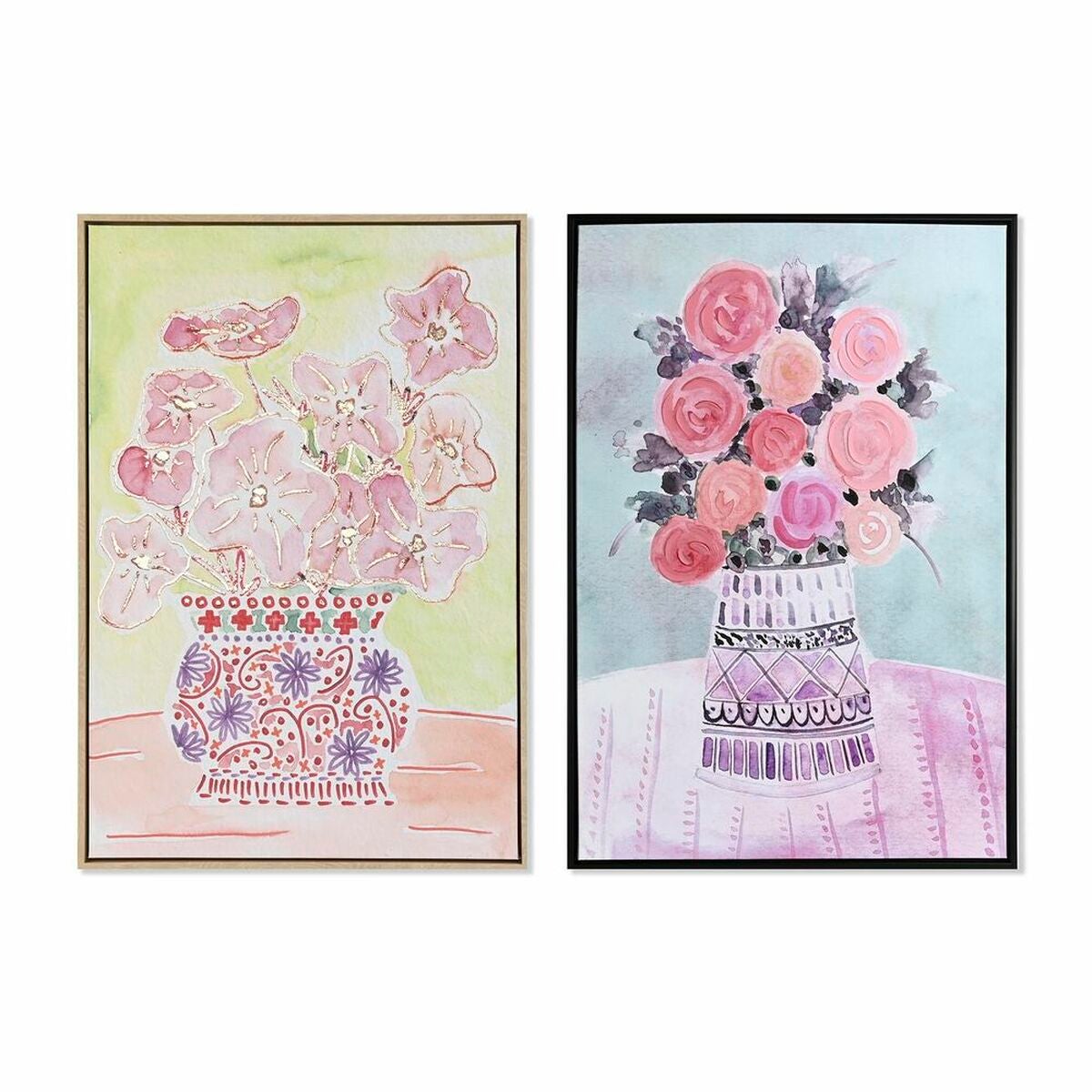 Cuadro dkd home decor 36 x 4 x 93 cm florero shabby chic (2 unidades)